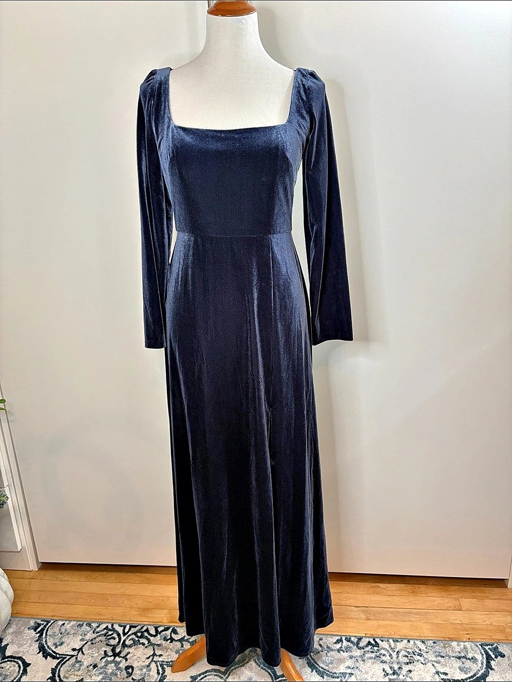 Jenny Yoo Collection Velvet Maxi Dress in Blue Size 10 Like New